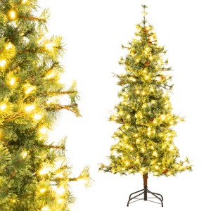 Costway 6/7/8 FT Artificial Christmas Tree with 370/502/702 Branch & Needles 22/28/36 Pinecones & 200/300/400 Lights - 1 of 1