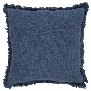 20" X 20" Dark Blue And White 100% Cotton Abstract Zippered Pillow - 1 of 4