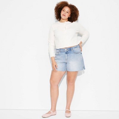 Women's Mid-Rise Curvy Heritage Midi Denim Shorts - Wild Fable™