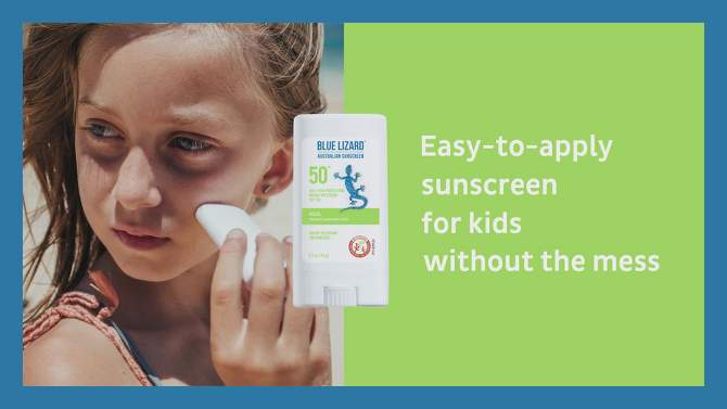 Blue Lizard Kids Mineral Sunscreen Stick&#160;for Face and Body - SPF 50+ - 0.5 oz, 2 of 8, play video