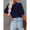 Women's Round Neck Short Sleeve Sweater Summer Casual Puff Sleeve Pullover Knit Top - 3 of 3