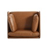 MAYEERTY 39" Vintage Brown Faux Leather Lounge Chair with Polyester/PU Upholstery, Wood Frame & Steel Legs - 4 of 4