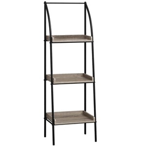 Bookshelf, Bookcase, Etagere, Corner, 3 Tier, 48"h, Office, Bedroom, Brown Laminate, Black Metal, Contemporary, Modern - 1 of 4