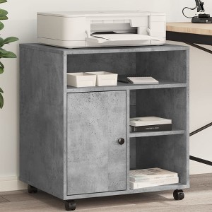 Aghana Digitals Mobile Engineered Wood Printer Stand with Lockable Wheels, Concrete Gray, - 1 of 4
