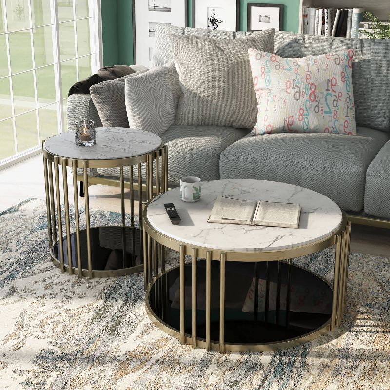 2pc Solstice Glam Coffee and End Table Set Antique Brass - HOMES: Inside + Out, 4 of 8