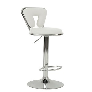 Poundex,Adjustable Height & Swivel Barstool in Faux Leather - 1 of 3