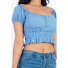 Slickblue Women's Ribbed Knit Puff Sleeve Top, Ruched Shoulder Detail, Short Sleeve Tee, Multiple Colors, Size S-L - 3 of 4