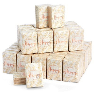Sparkle and Bash 60 Count Bulk Wedding Tissues Packs for Guests, For Your Happy Tears, Individual Pocket Size Facial Tissues, 10 Sheets Each, 2.9 x 2"