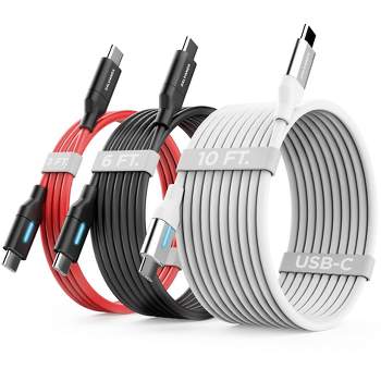 Galvanox USB-C to C Cables 3,6,10 ft – 3 Pack - White