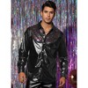 Lars Amadeus Men's Slim Fit Button Down Party Disco Metallic Sequin Shirts - 2 of 4