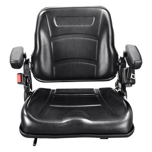 VEVOR Universal Forklift Seat, Fold Down Tractor Seat with Adjustable Angle Back, Micro Switch, Seatbelt and Armrests, Black - 1 of 4
