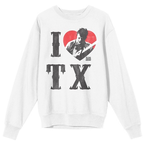 Texas Chainsaw Massacre I Heart Tx Adult White Crew Neck Sweatshirt-xl ...