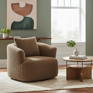 Merax 360° Swivel Barrel Accent Chair with A Throw Pillow - 1 of 4