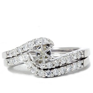 Pompeii3 1/2ct Semi Mount Engagement Curve Wedding Ring Set 14K - 1 of 4