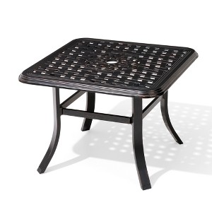 Pellebant 24x24x17.5 Inch Cast Aluminum Side Table Durable Small Coffee Table Black End Table for Patio Chaise Chair Sofa - 1 of 4