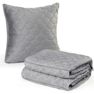 Oumilen 2-in-1 Pillow Blanket For Home and Travel Gray - 1 of 1