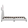 CAVINAS Full Size Platform Bed Modern Wooden Bed Frame with Rabbit Shape Headboard and Upholstered Leather for Bedroom - 3 of 4
