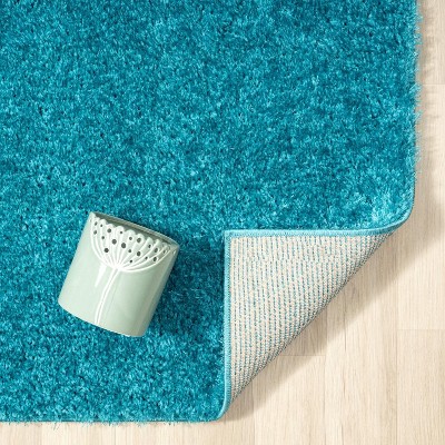 Turquoise 5' x 7' Solid Shag Stain-Resistant Area Rug