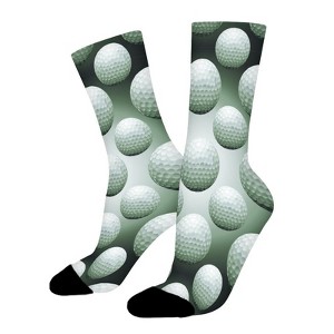 Golf Balls On Black Women Printed Crew Socks Funny Funky Socks Soft Polyester Novelty Gifts for Artists Men - 1 of 1