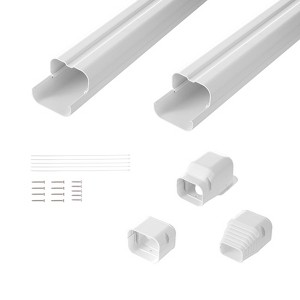 VEVOR Mini Split Line Set Cover 3-inch W 7.4Ft L, PVC Decorative Pipe Line Cover For Air Conditioner with 2 Straight Ducts & Full Components, White - 1 of 4