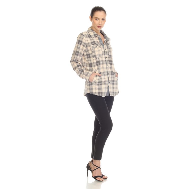 Women's Lightweight and Soft Flannel Plaid  - White Mark, 5 of 6