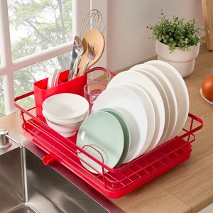 3-Piece Multi-Functional Dish Drying Rack with Drain Board & Utensil Holder - 1 of 4