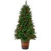 5ft. Pre-Lit Artificial Porch Christmas Tree with 200 Lights, 426 Branches & Berries in Decorative Planter– Charming X-Mas Décor - 3 of 4