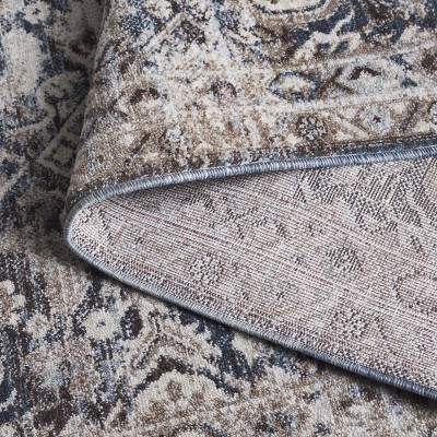 Antique Patina Blue and Beige Rectangular Wool Rug