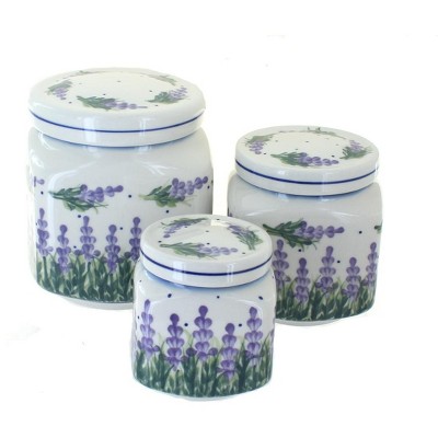 Blue Rose Polish Pottery Lavender Fields 3 Piece Canister Set