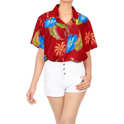 LA LEELA Button Down Shirt Holidays Summer Hawaiian Short Sleeve Colorful Shirt Tops Vacation Casual Beach Party Boho Shirt