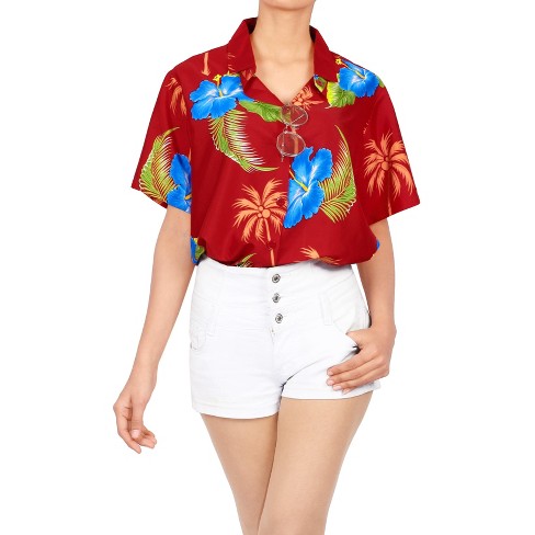 LA LEELA Button Down Shirt Holidays Summer Hawaiian Short Sleeve Colorful Shirt Tops Vacation Casual Beach Party Boho Shirt - image 1 of 4