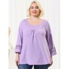 Agnes Orinda Women's Plus Size Plain Cut-Out Gathered Patchwork Long Sleeve T-Shirt - 2 of 4
