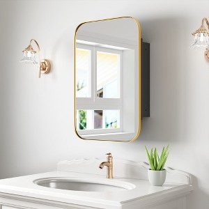 SpassWay 24 x 36 Inch Recessed or Wall Mount Medicine Cabinet Black Bathroom Storage with 3 Cupboards - 1 of 4