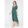 Hello Miz Women's Hi-Low Short Sleeve V Neck Maternity Wrap Dress with Belt - 2 of 4