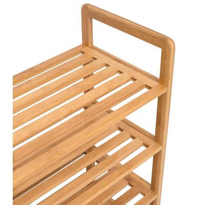 BirdRock Home 4-Tier Bamboo Shoe Rack with Natural Wood Finish