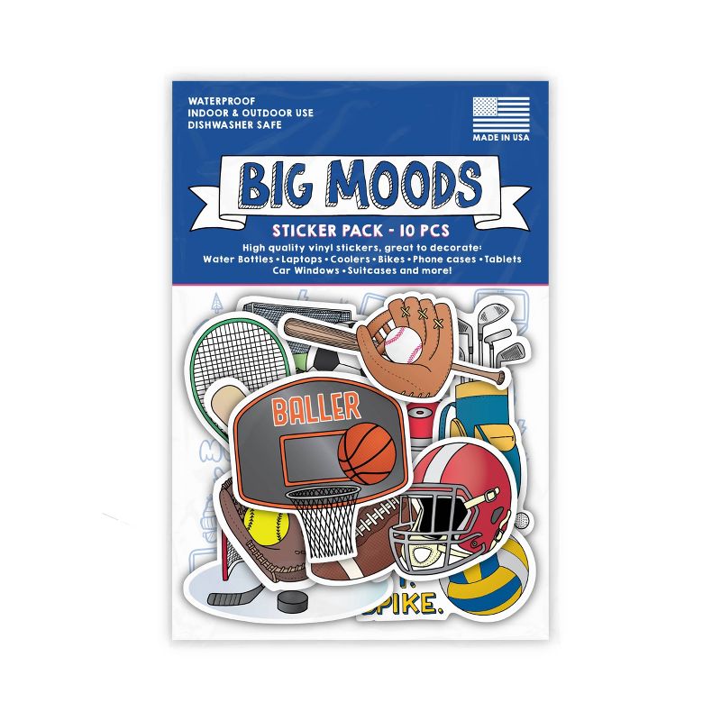 Big Moods Sports Sticker Pack 10pc, 3 of 4