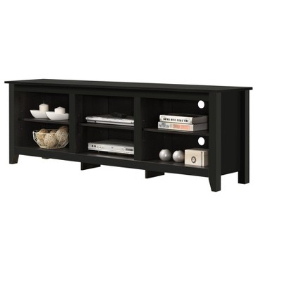 VYNXARI Black 70"W TV Stand with Open Shelves and Cable Management,Storage Cabinets with doors and shelves