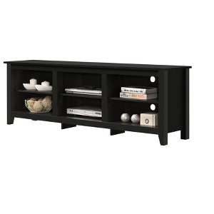 VYNXARI Black 70"W TV Stand with Open Shelves and Cable Management,Storage Cabinets with doors and shelves - 1 of 4