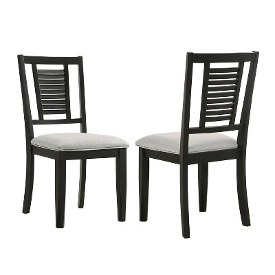 Simple Relax Set of 2 Upholstered Dining Side Chairs with Louvered Back