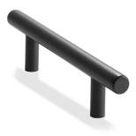 Cauldham Solid Stainless Steel Euro Cabinet Pull Matte Black (3-3/4" Hole Centers) - 10 Pack