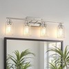 DORESshop Vintage Industrial 4-Light Vanity Light, Brushed Nickel Finish, E26 Base, Non-Integrated, Clear Cylinder Glass Shades, Bulbs Not Included - 2 of 4