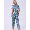 cheibear Women's Silky Short Sleeves Sleepshirt with Pants Sleepwear Pajama Set 2 Pcs - 4 of 4