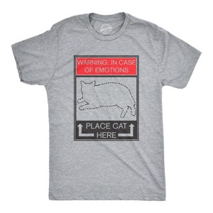 Mens WARNING: In Case of Emotions Place Cat Here Funny Kitten T Shirt - Crazy Dog Men's T Shirt - 1 of 4