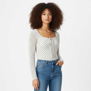 Cherie Code Women’s Knit Top – Polka Dot, Square Neck, Long Sleeve - 1 of 4