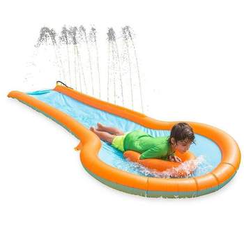 HearthSong 12-Foot Inflatable Water Slide with 3-Foot Wide Splash Pool and Two Inflatable Speed Boards
