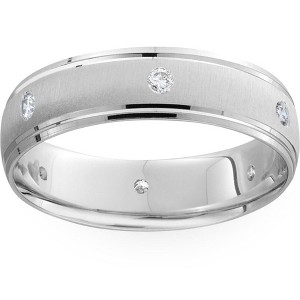 Pompeii3 Mens 14k White Gold 6mm Wedding Ring - 1 of 3
