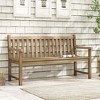 Costway 62" Outdoor Teak Wood Bench 3-Person Garden Patio Bench with Backrest - 2 of 4