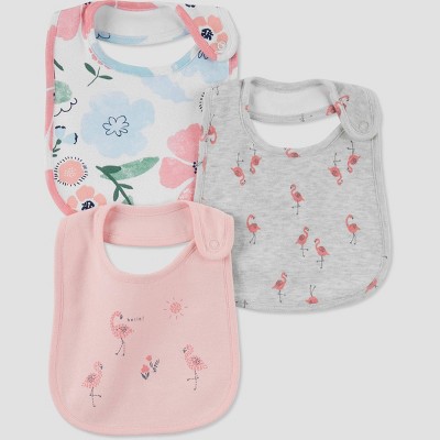 Baby Girls' 3pk Flamingo Floral Bib - Just One You® made by carter's Pink