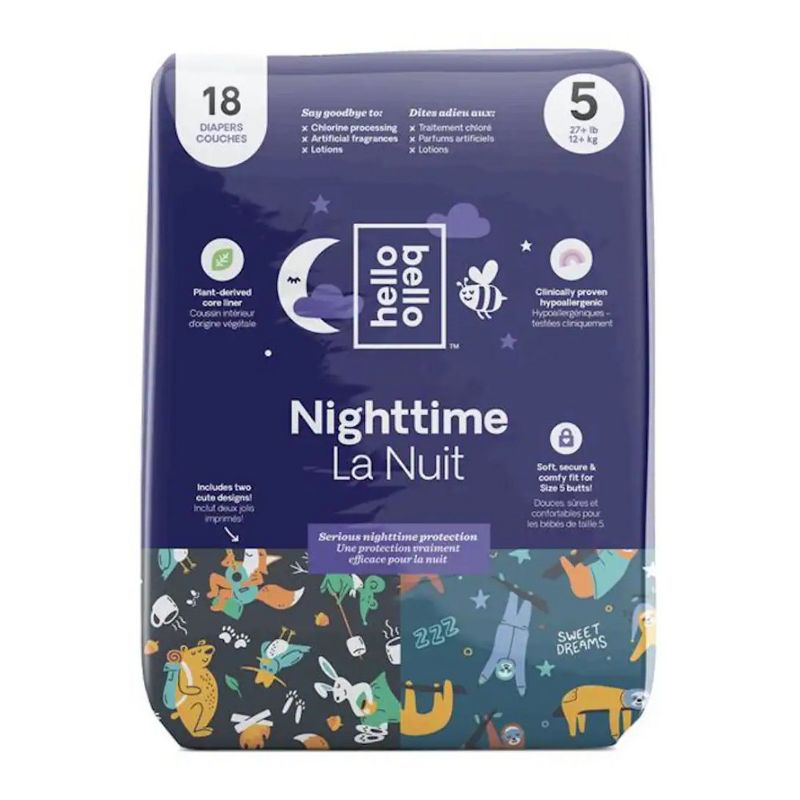 Hello Bello Nighttime Diapers Size 5 Animal/Sweet Dreams Design - 18 ct, 1 of 2