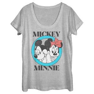 Women's Mickey & Friends Distressed Mickey and Minnie Circle Logo - 1 of 4